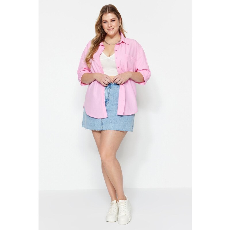 Trendyol Curve Powder Boyfriend Woven Shirt