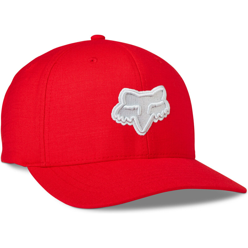 Pánská kšiltovka Fox Transposition Flexfit Hat - Light Grey/Red