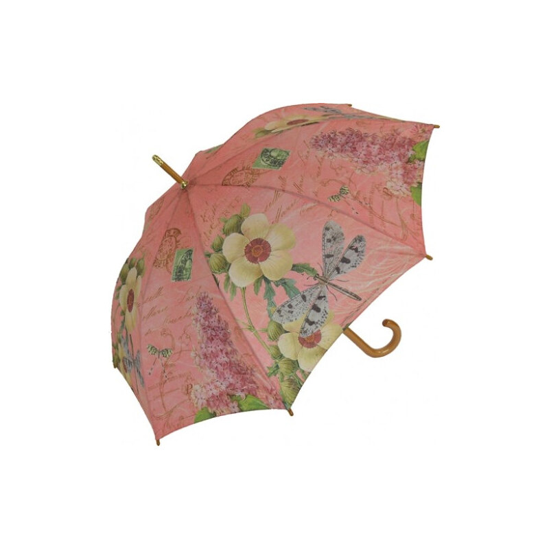Blooming Brollies Dámský holový vystřelovací deštník Coynes Pink Dragonfly COSDFLY