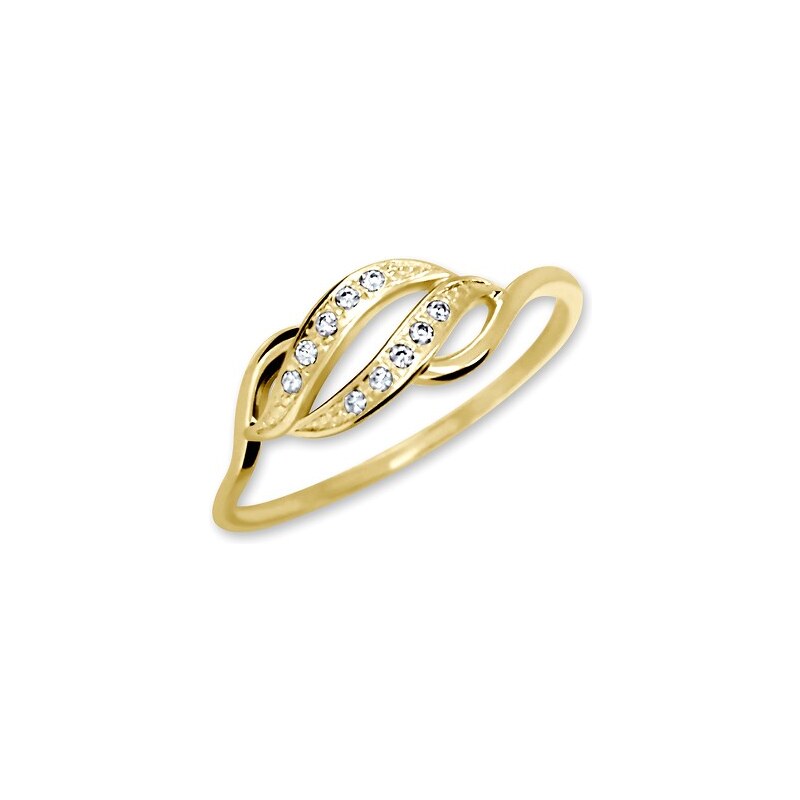 Brilio Zlatý prsten s krystaly 229 001 00648 54 mm