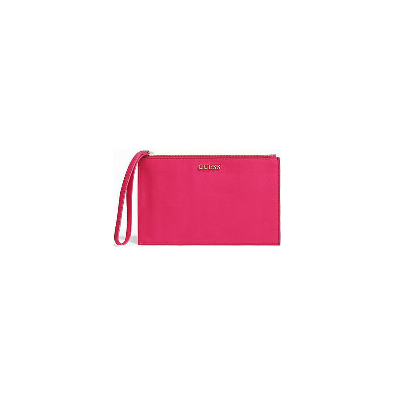 Guess Elegantní psaníčko Wristlet Zip Pouch růžové