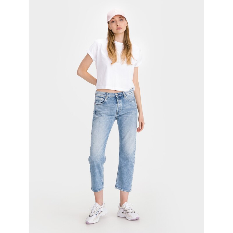 Bílé dámské zkrácené volné tričko Calvin Klein Jeans - Dámské