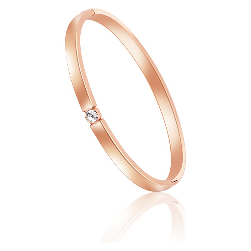 JVD Dámský rose gold ocelový náramek se zirkony SSSB0056XI8RO00 78922717