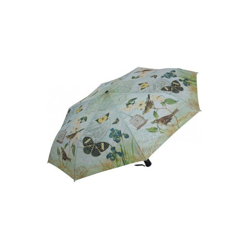 Blooming Brollies Dámský skládací plně automatický deštník Coynes Modern Vintage Butterfly Mint COFMVMBY