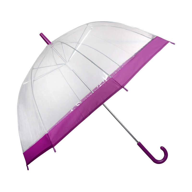 Blooming Brollies Dámský průhledný holový deštník Clear Dome Purple EDSCDPUR