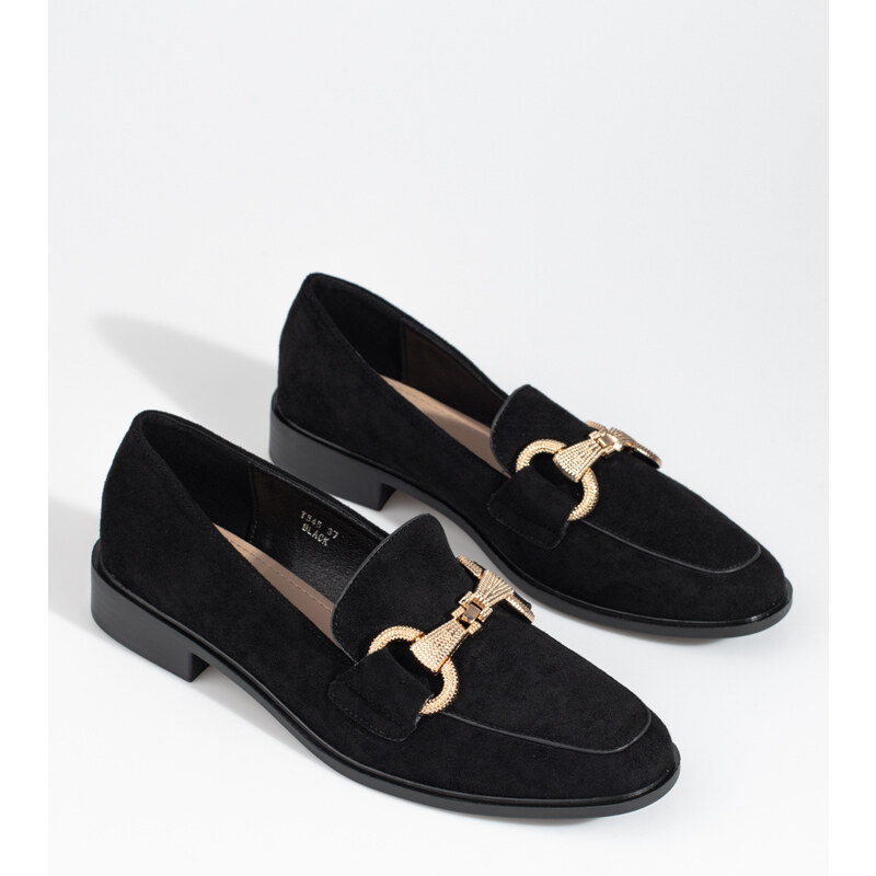 Women's suede loafers Shelvt black