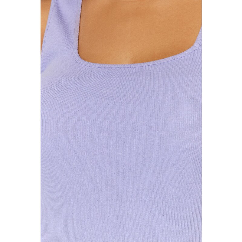 Trendyol Curve Lilac Basic Corduroy Knitted Square Collar Singlet