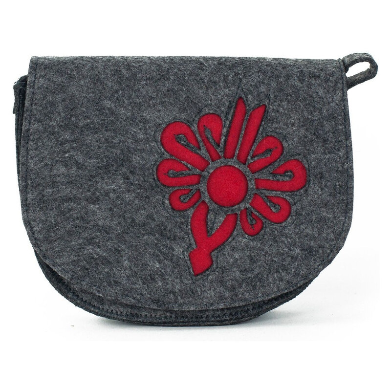 Art of Polo Dámská filcová crossbody kabelka Flower Red - šedá tr15116.1