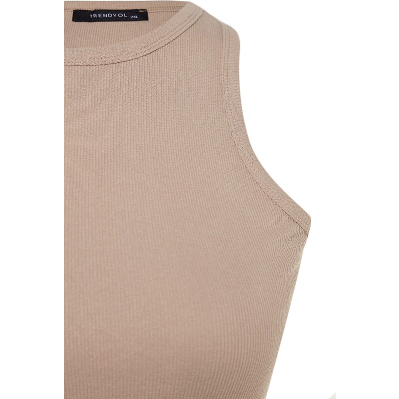 Trendyol Curve Mink Barbell Collar Basic Knitted Tank Top