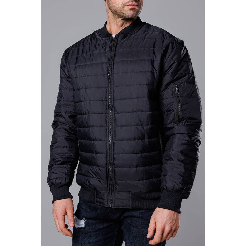 J.STYLE Pánská prošívaná bunda bomber černá (MY02-1)