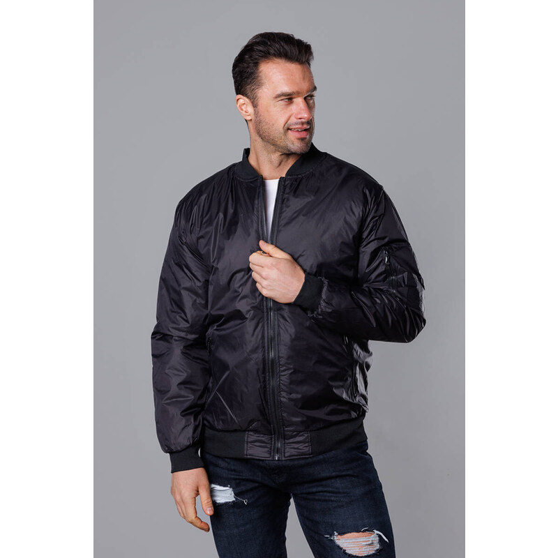 J.STYLE Pánská prošívaná bunda bomber černá (AK95-1)