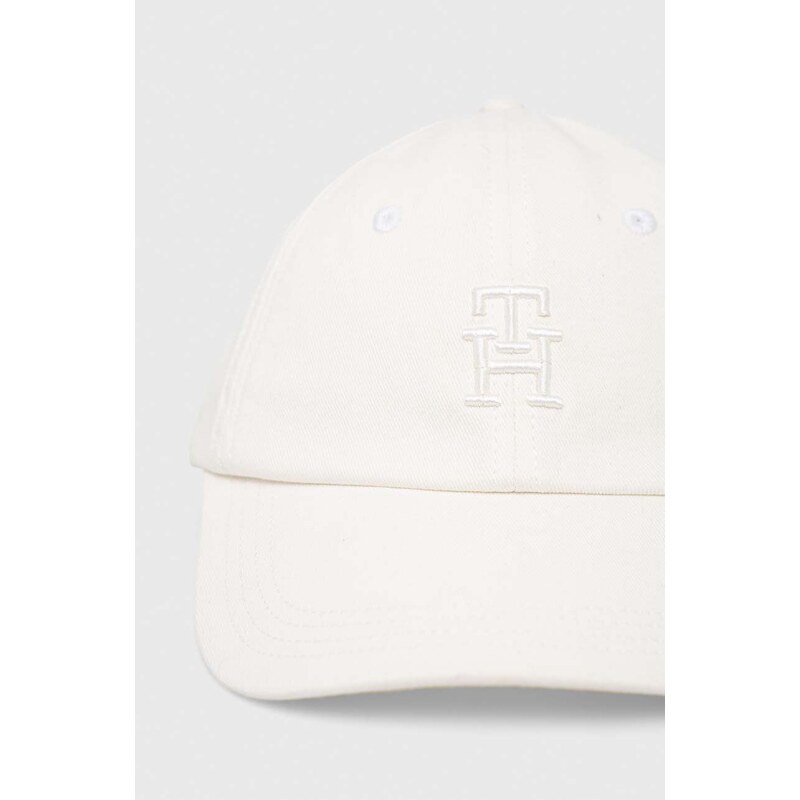 Bavlněná baseballová čepice Tommy Hilfiger bílá barva