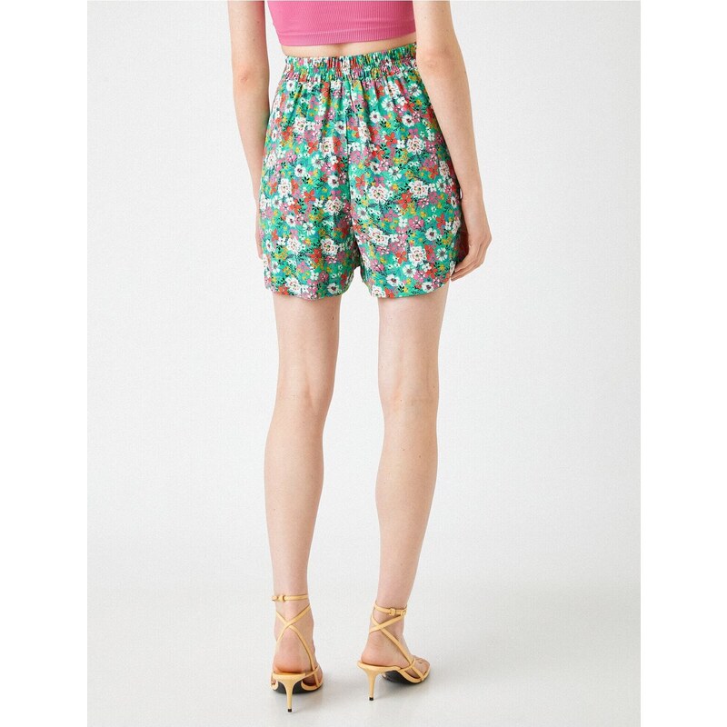 Koton Floral Mini Shorts Pleated