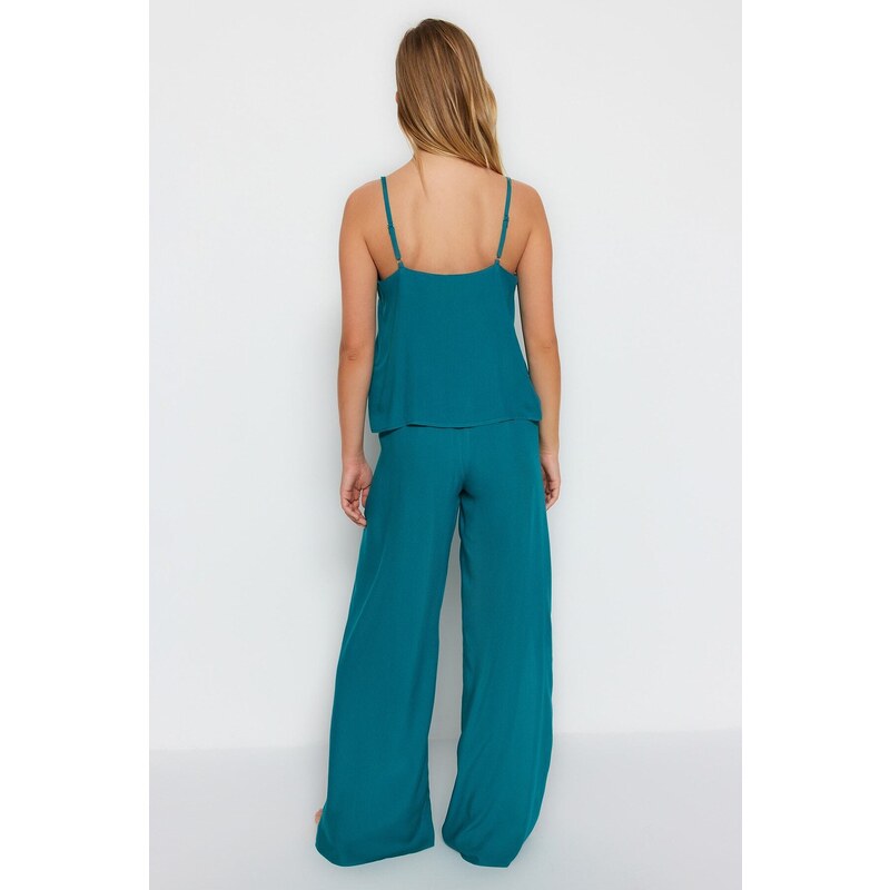 Trendyol Oil Slit Detail Singlet-Pants Weave Pajamas Set