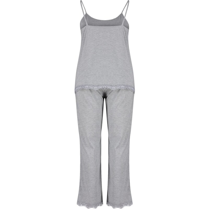 Trendyol Curve Plus Size Pajama Set - Gray - Plain