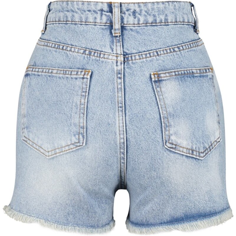 Trendyol Ripped Blue Mini Denim 100% Cotton Shorts & Bermuda