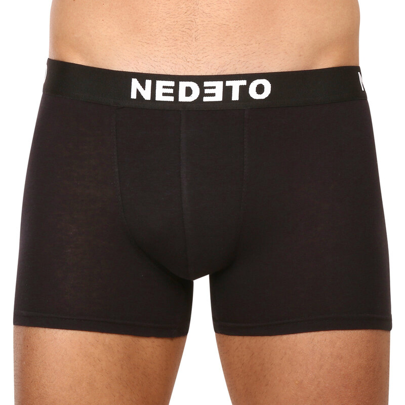 3PACK pánské boxerky Nedeto černé (3NDTB001-brand)