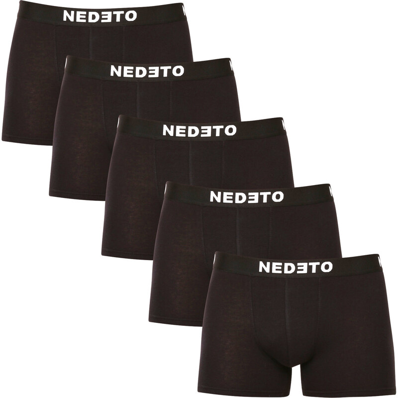 5PACK pánské boxerky Nedeto černé (5NDTB001-brand)