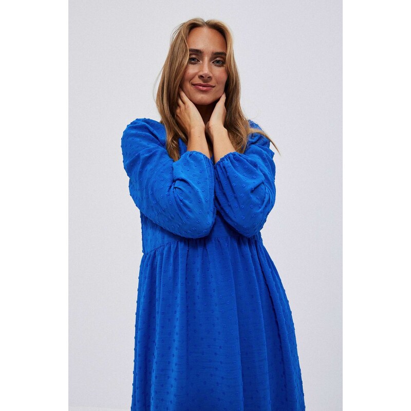 Moodo Šaty s nabíranými rukávy - modré