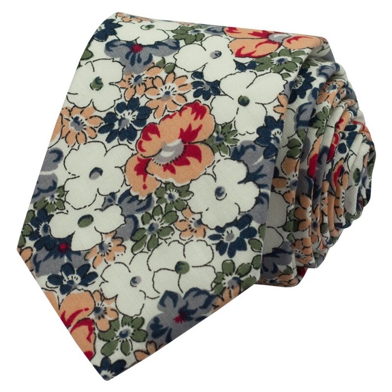 Quentino Pánská bavlněná kravata s barevnými květy