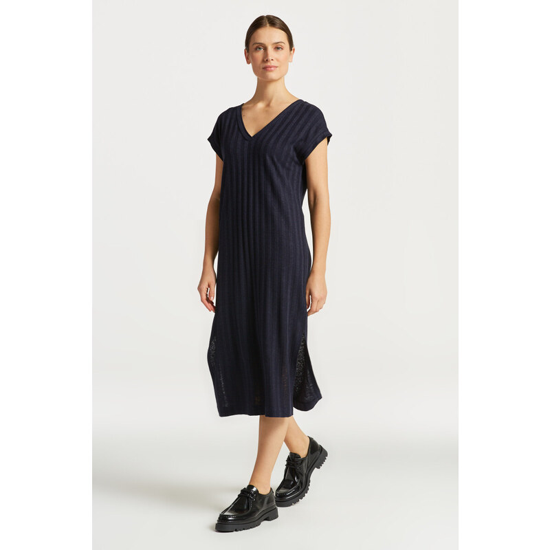 ŠATY GANT LINEN RIB SLEEVELESS V-NECK DRESS modrá XS