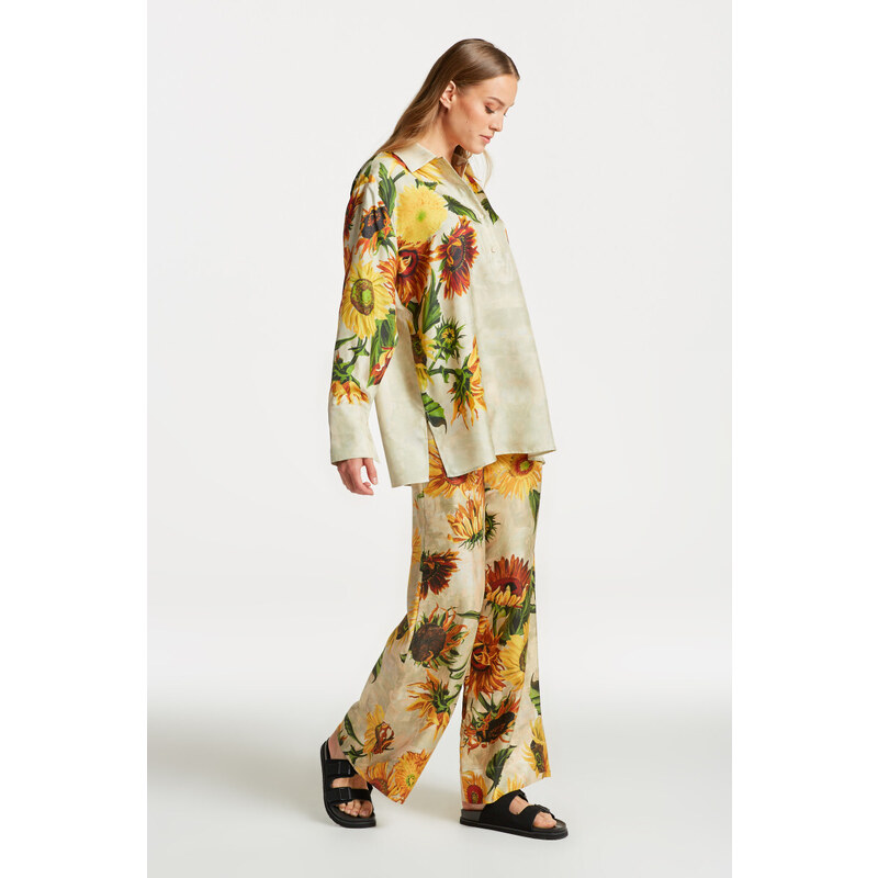 KOŠILE GANT REL SUNFLOWER PRINT SILK POPOVER hnědá 36