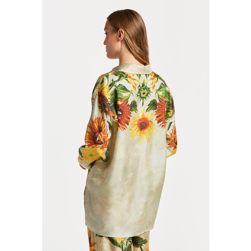 KOŠILE GANT REL SUNFLOWER PRINT SILK POPOVER hnědá 36