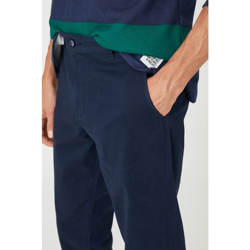 Koton Basic Chino Trousers with Button Pocket Detail