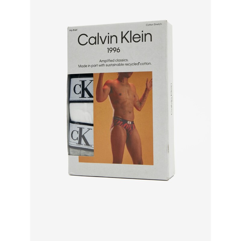 Sada tří pánských slipů v černé, bílé a šedé barvě Calvin Klein Under - Pánské