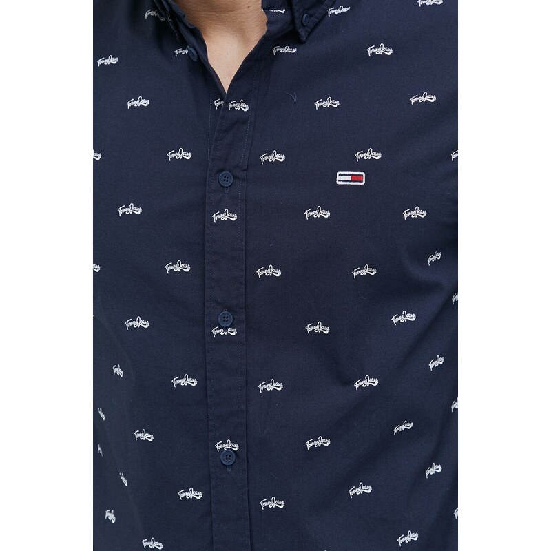 Košile Tommy Jeans tmavomodrá barva, regular, s límečkem button-down