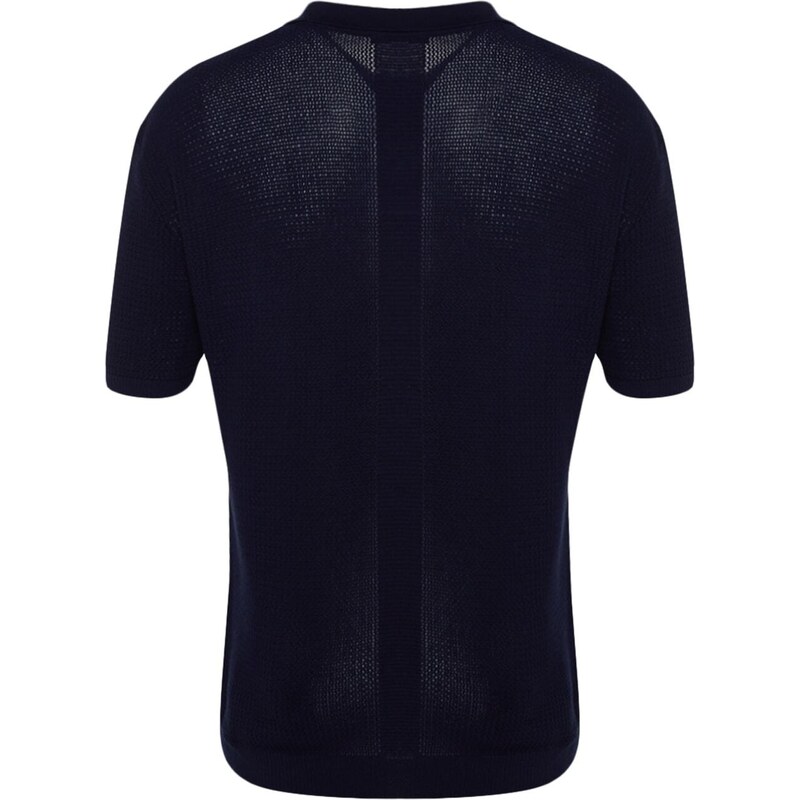 Trendyol Navy Blue Limited Edition Relaxed Short Sleeve Knitwear Polo Neck T-shirt