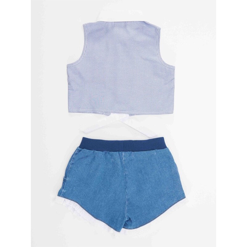 Denokids Raccoon Girl Shirt Denim Shorts Set