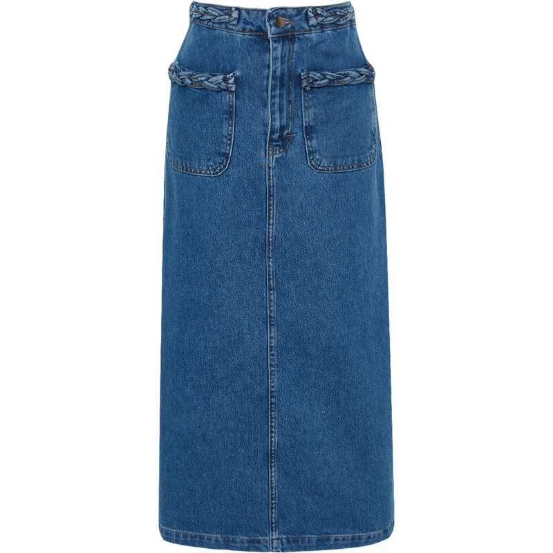 Trendyol Indigo Double Pocket Denim Jeans Skirt