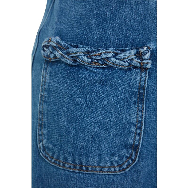 Trendyol Indigo Double Pocket Denim Jeans Skirt