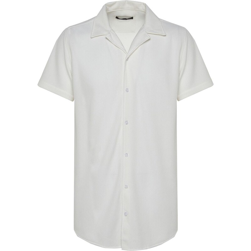 Trendyol White Regular Fit Wide Collar Summer Shirt