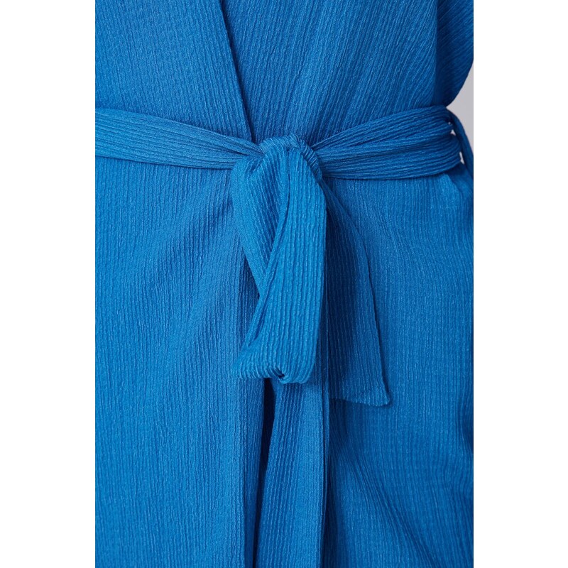 Trendyol Blue Belted Mini Woven Kimono & Kaftan