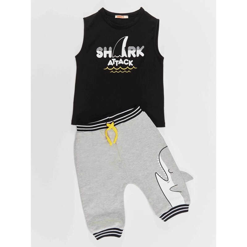 Denokids Shark Attack Boys T-shirt Capri Shorts Set