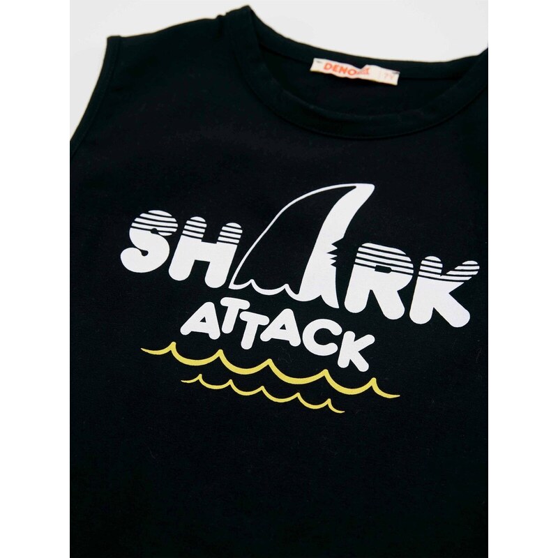 Denokids Shark Attack Boys T-shirt Capri Shorts Set