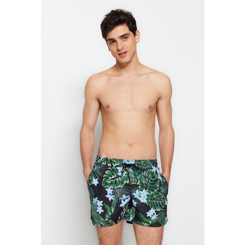 Trendyol Black Standard Swimsuit Marine Shorts