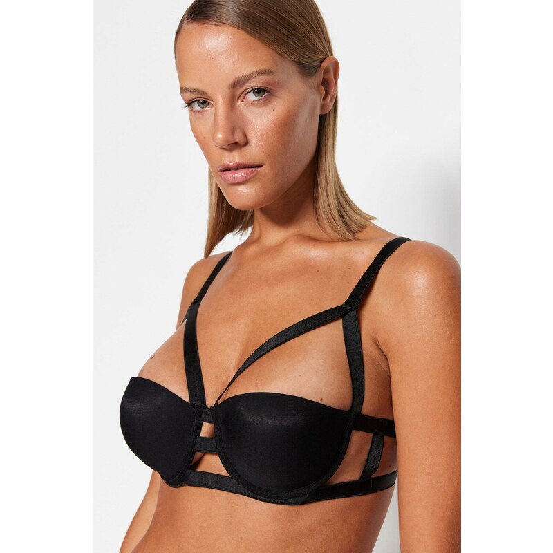 Trendyol Black Micro Rubber Detailed Push Up Knitted Bra