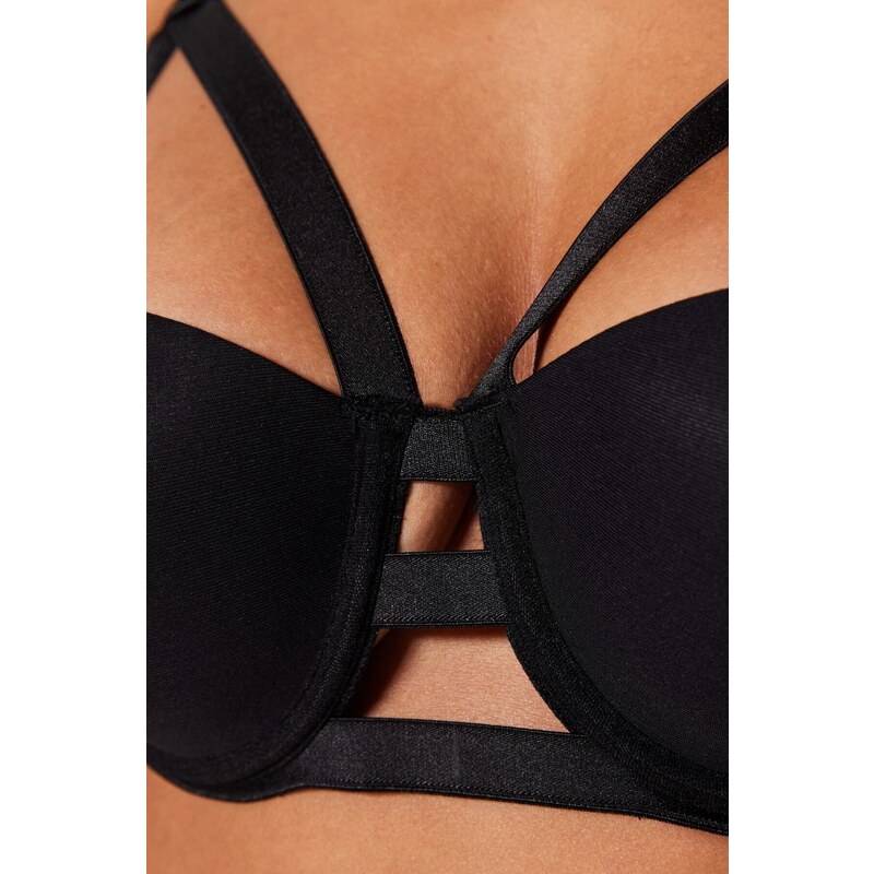 Trendyol Black Micro Rubber Detailed Push Up Knitted Bra