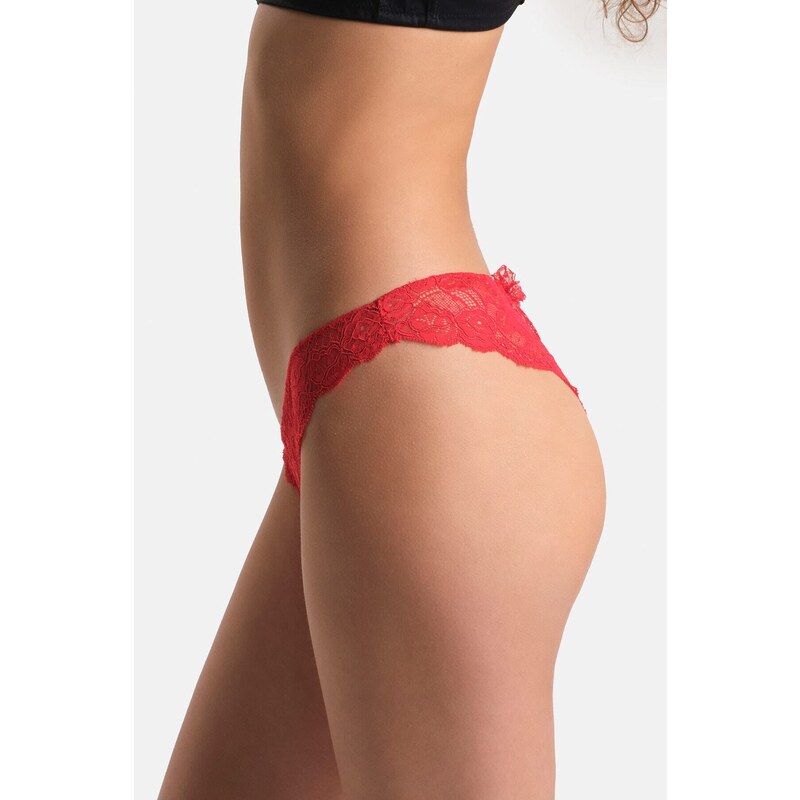 Dagi Red Back Low-cut Lace Brazilian Panties