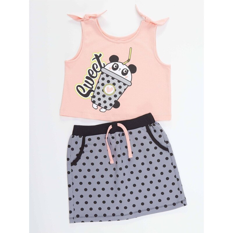 mshb&g Panda Milkshake Girl's T-shirt Skirt Set