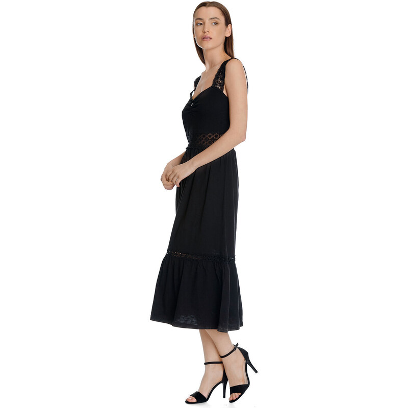 Weekend Summer - černé letní šaty na ramínka Vive Maria