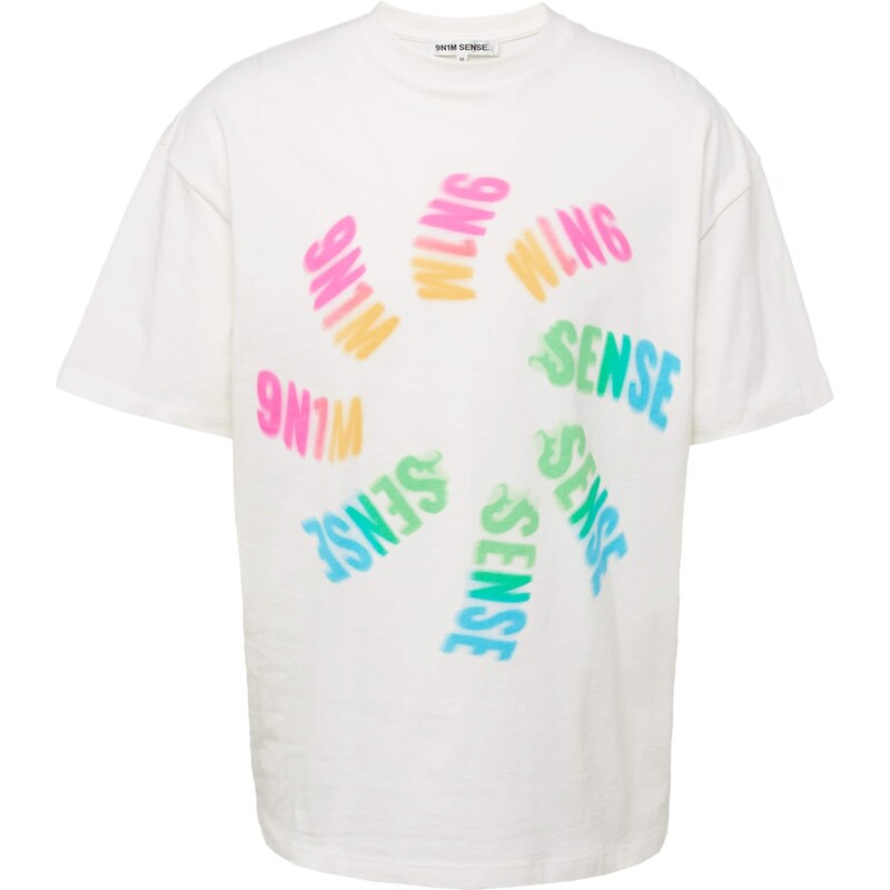 9N1M SENSE Tričko zelená / jasně oranžová / pink / offwhite