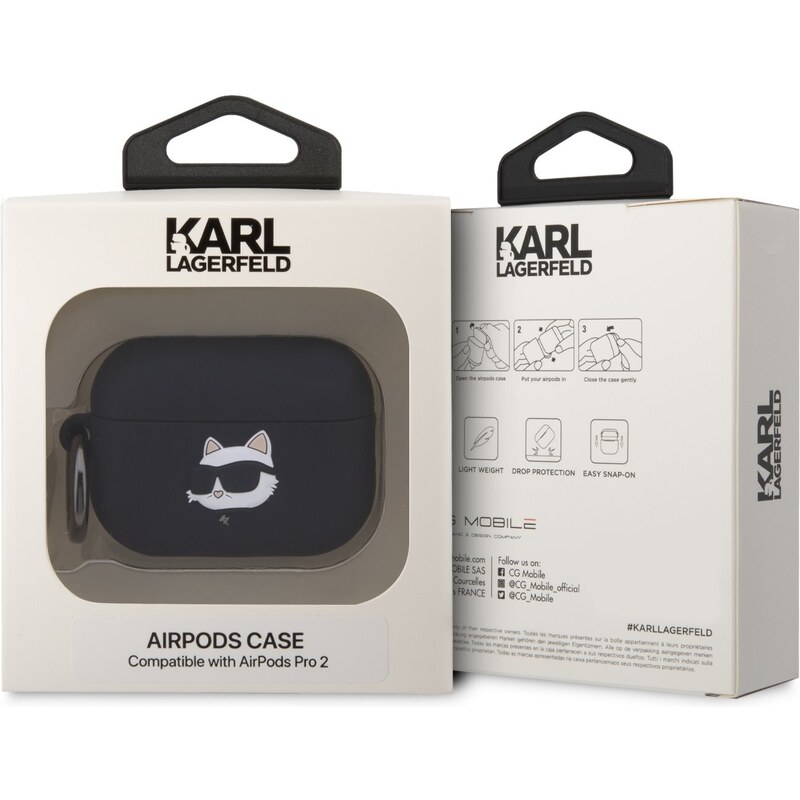 Pouzdro na sluchátka AirPods Pro 2 - Karl Lagerfeld, NFT Choupette Head Black