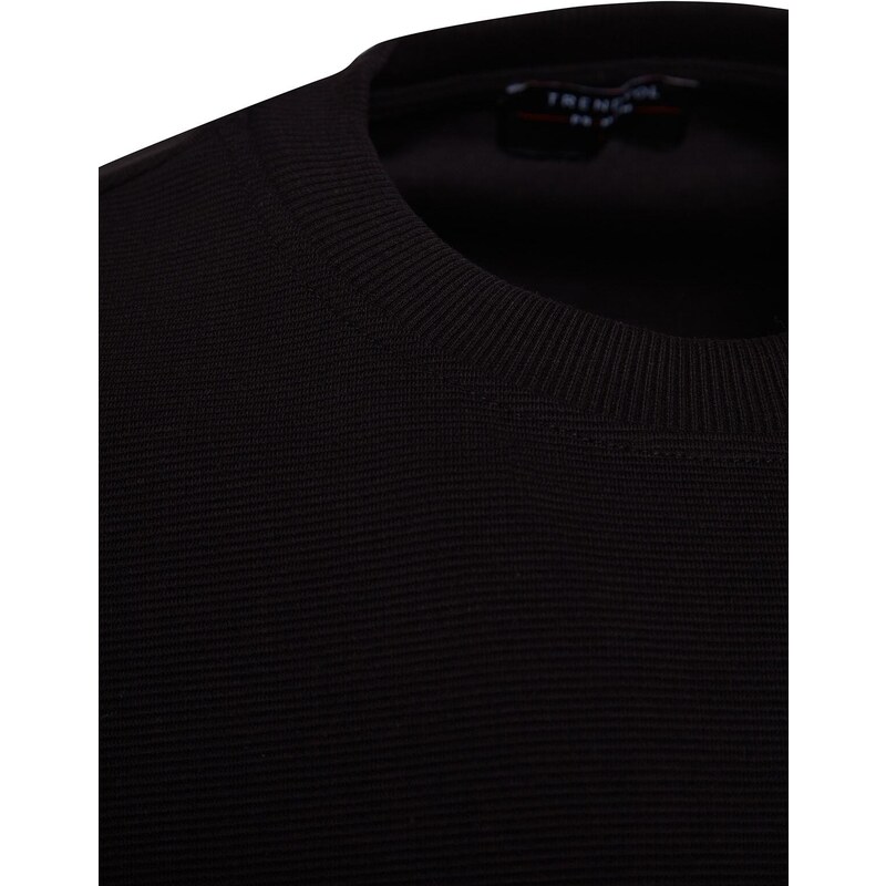Trendyol Limitovaná edice Černá Oversize 100% bavlna označená texturou Basic Thick T-Shirt