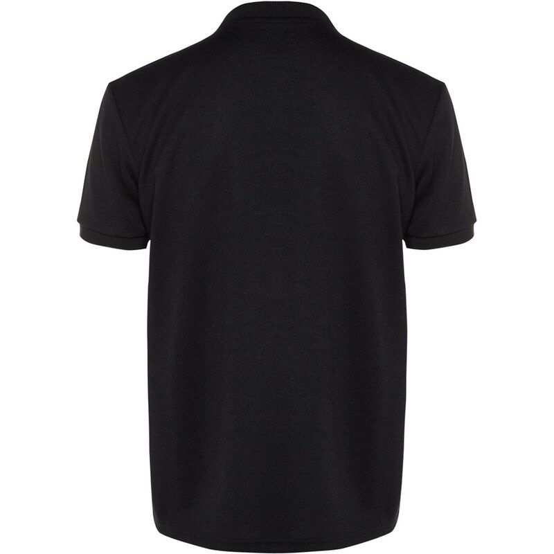 Trendyol Black Regular/Regular Fit Short Sleeve Label Appliqué Polo Neck T-shirt