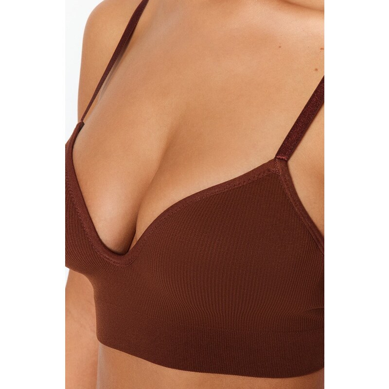 Trendyol Brown Seamless/Seamless Covered Knitted Bra