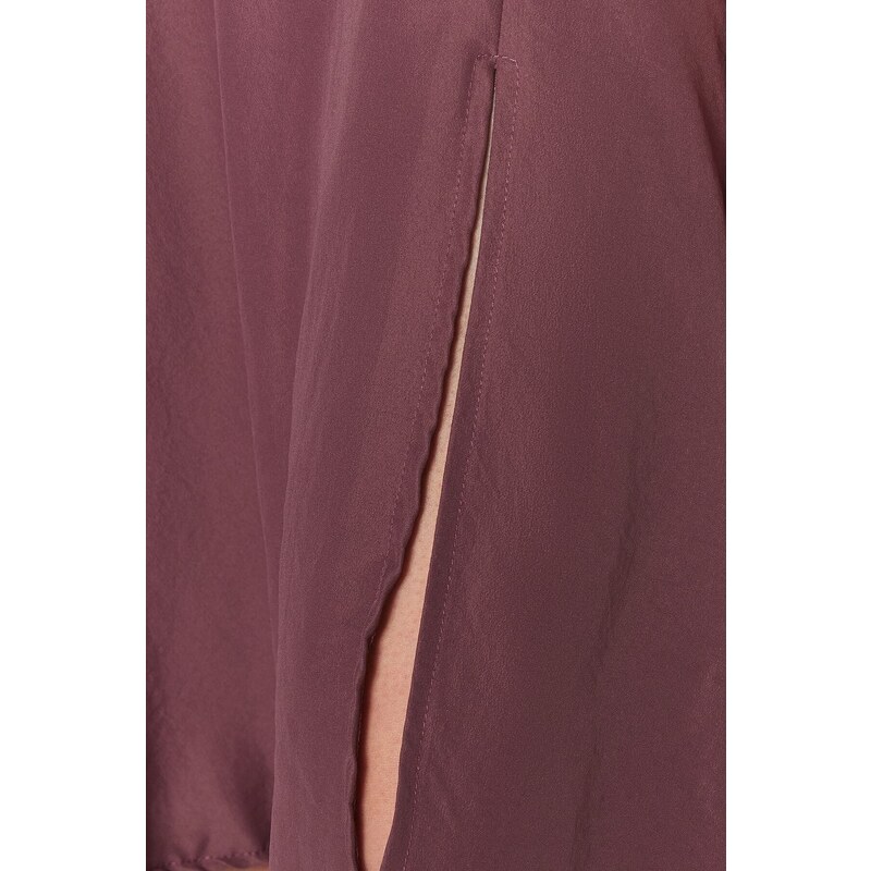 Trendyol Plum Midi Woven Skirt with a Slit Detailed